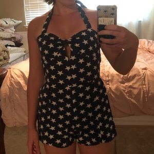 Star print Fourth of July Romper